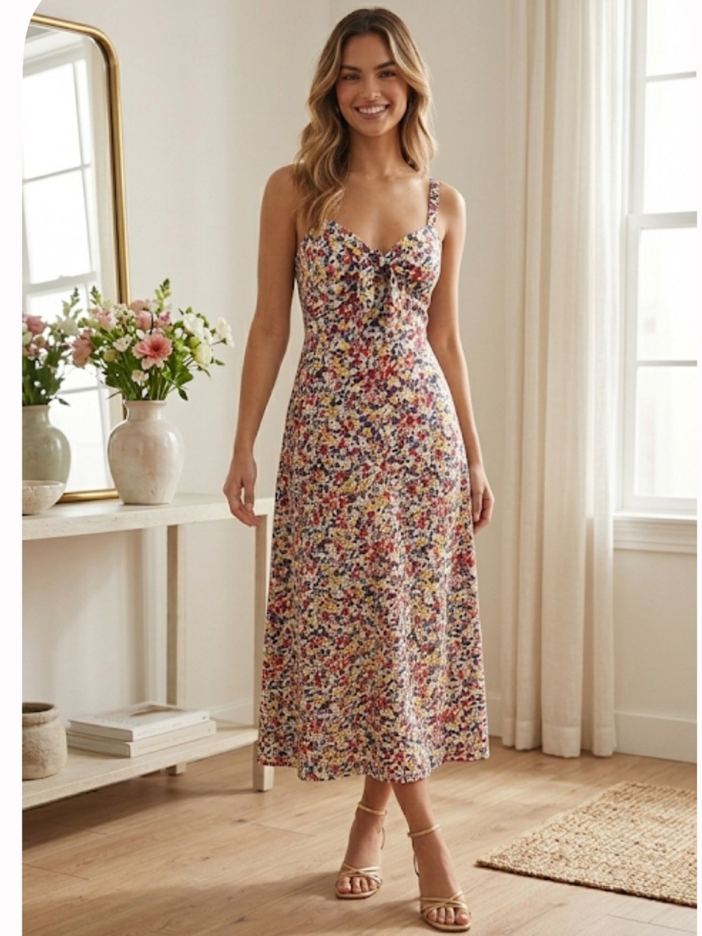 Floral Multicolor Women's Dress